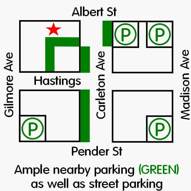Parking at Cedar Chiropractic Physiotherapy in Burnaby